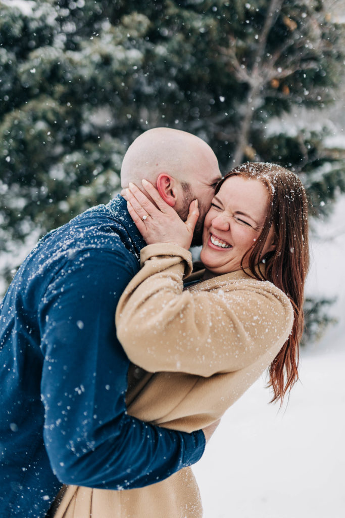 Snowy Utah mountain engagement session