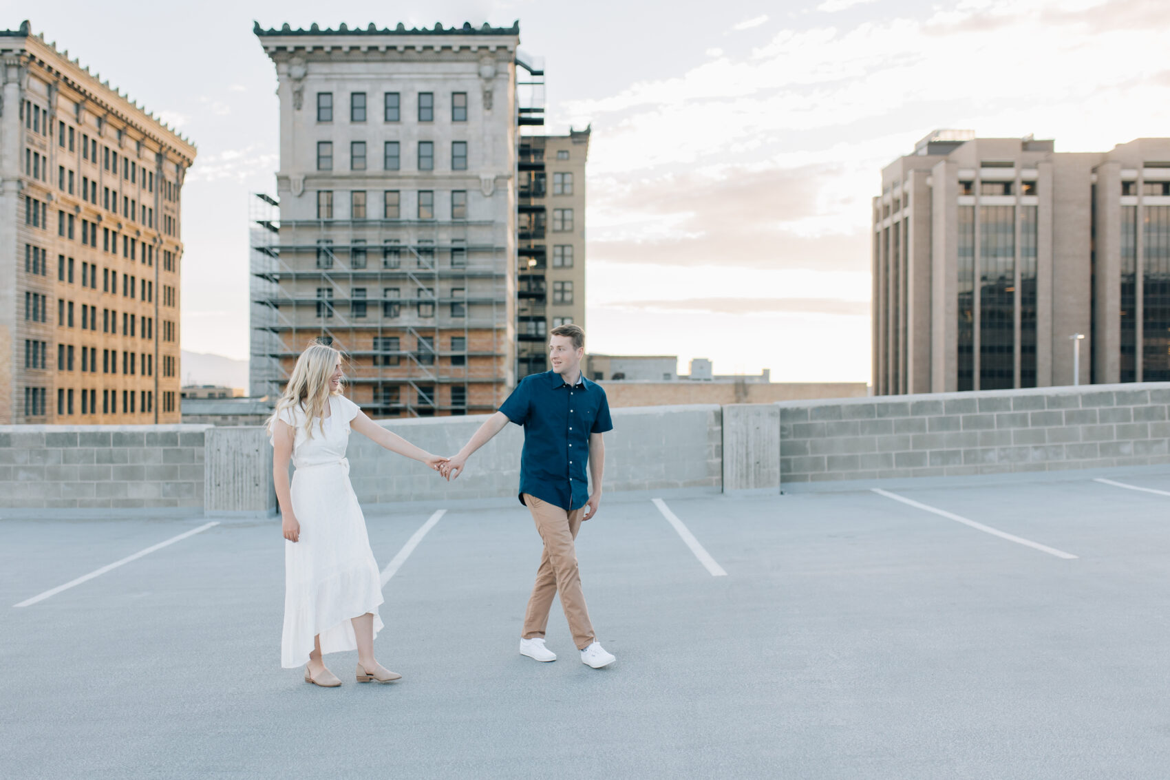 Utah wedding photographer rooftop engagements