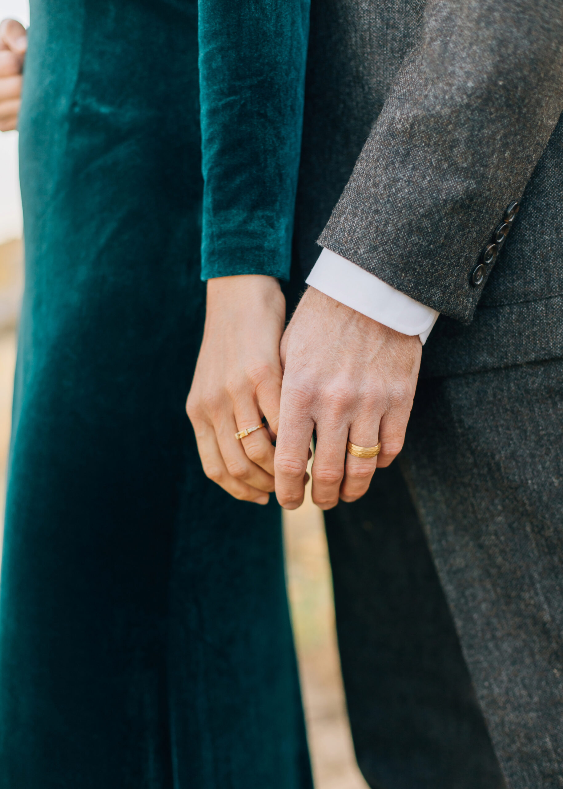 Wedding ring on hands detail shot formal engagements