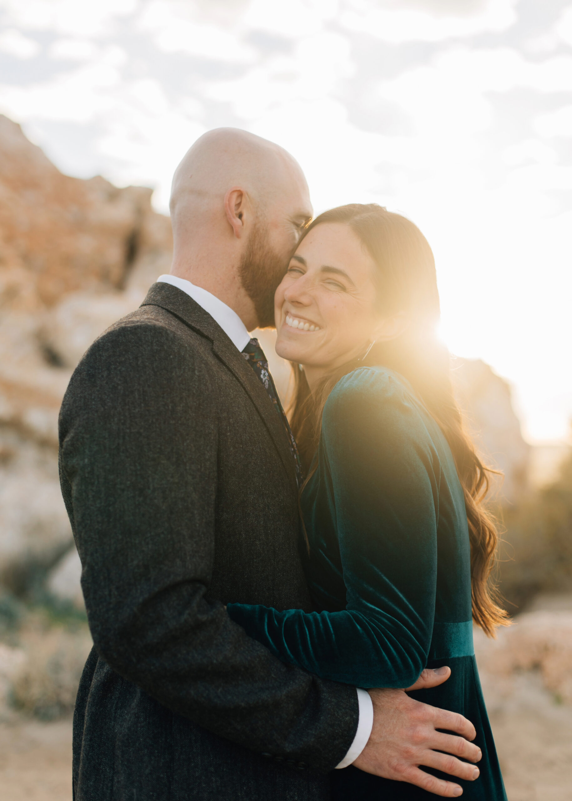 Sunrise engagement session at Antelope Island State Park
sun flare intimate couple shot
