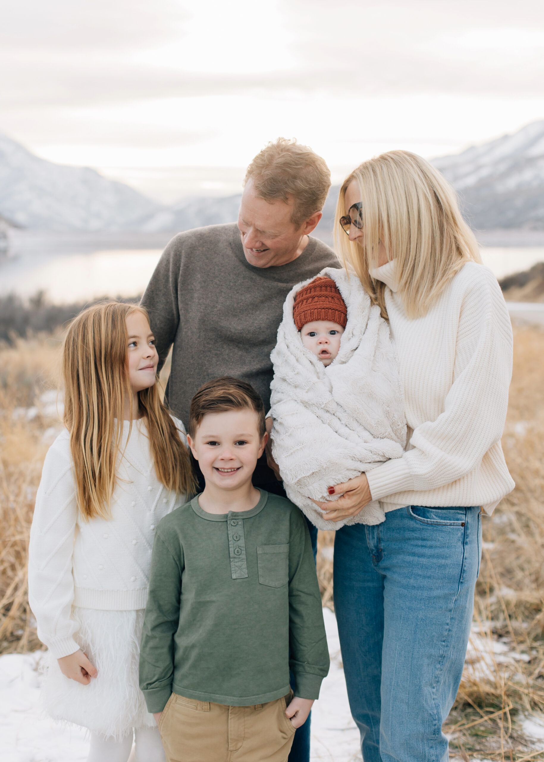 candid shot with grandparents and grandkids