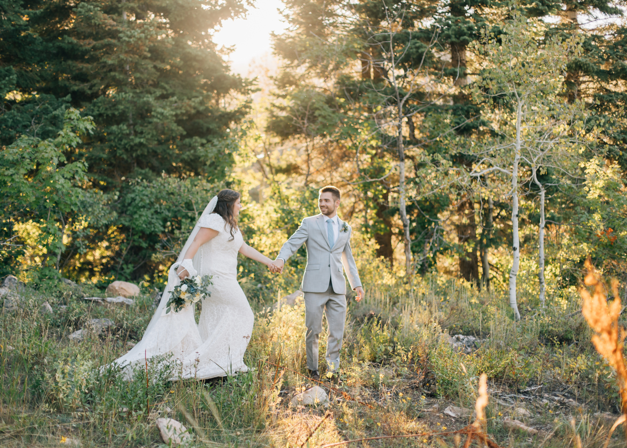 Snowbasin golden hour wedding photos