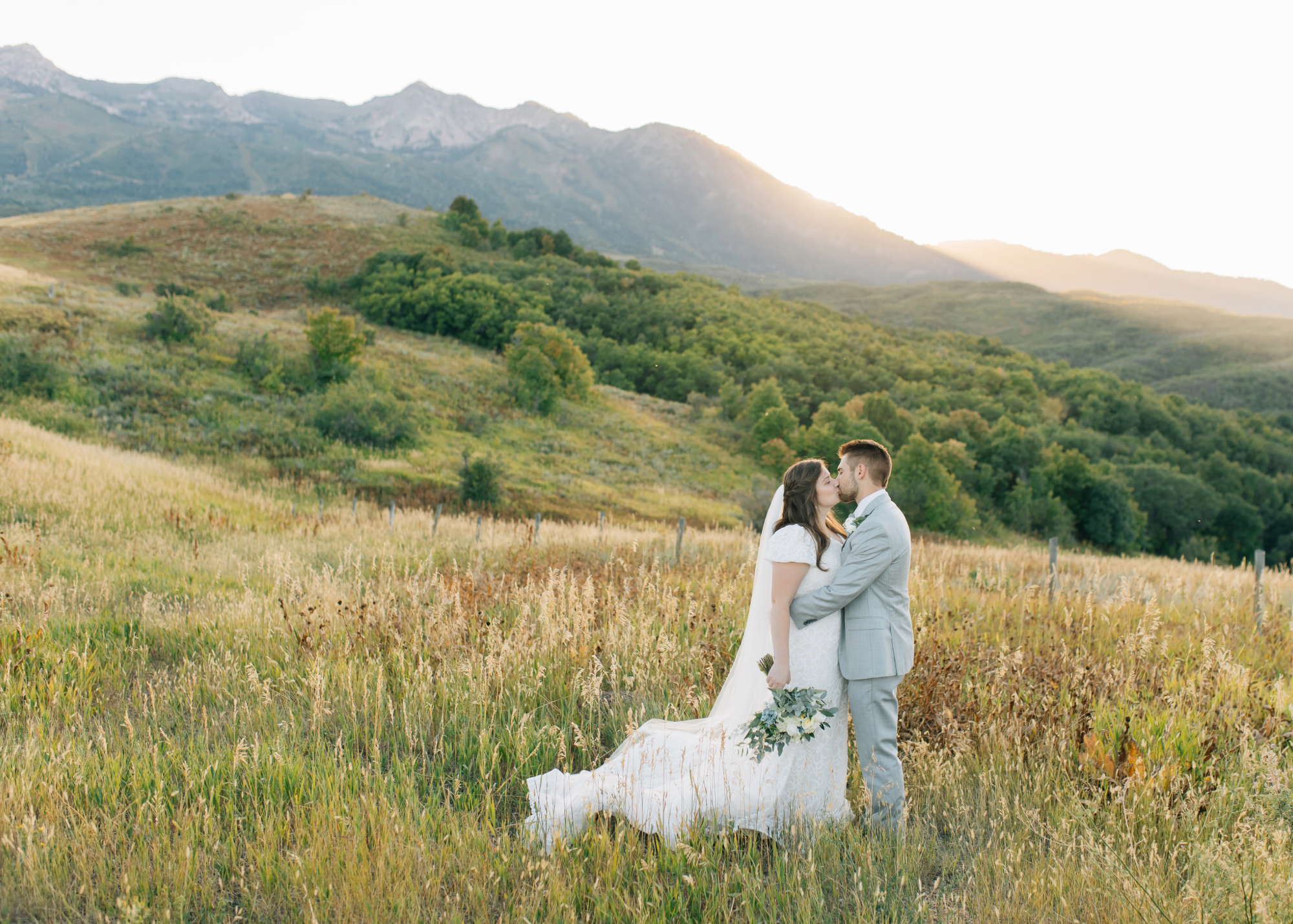 Mountain sunset wedding