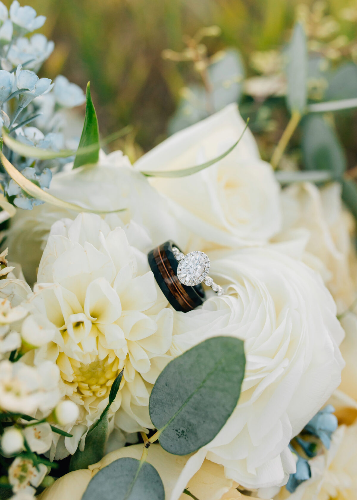 Floral wedding ring shot